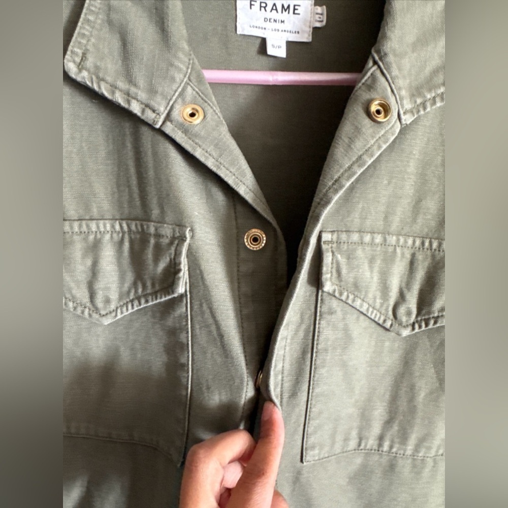 FRAME Denim Army Green Utility Romper Long Sleeve Size S - Picture 9 of 10